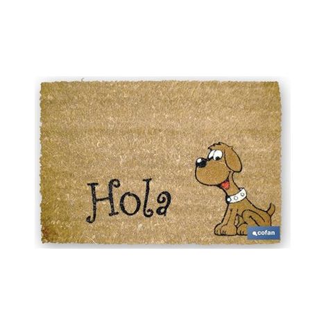 Felpudo interior antideslizante de coco floqueado 40x60x1.50 cm (Perro Hola)