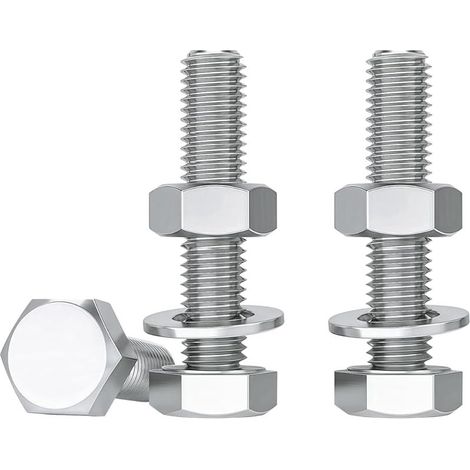 Boulons Et écrous, 10 Pièces M6 X 35mm Boulons à Six Pans Avec écrous et Rondelles Assortiment Acier Inoxydable A2 V2A M6 Vis Inox DIN933 / DIN934 / DIN125 (1/5)