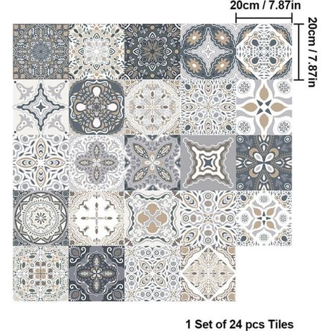 Autocollants carreaux mosaïque gris, sol cuisine salle de bain déco murale 20x20cm (1/5)
