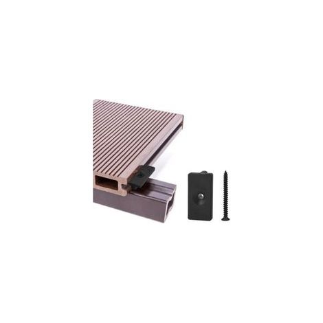 100-teilige Verbunddielenclips - 6 mm verdeckte Befestigungselemente / Kunststoff-Terrassendielenclips, Dielenbefestigungsclips mit schwarzen Schrauben (100 Stück, T-förmige Terrassendielenclips) (1/5)