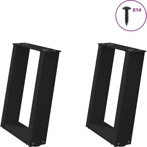 Couchtischbeine U-Form 2 Stk. Schwarz 38x(42-43) cm Stahl