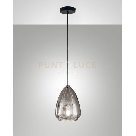 BRITTON LAMPADARIO A SOSPENSIONE IN VETRO FUME' D.22CM 1 LUCE ATTACCO E27
