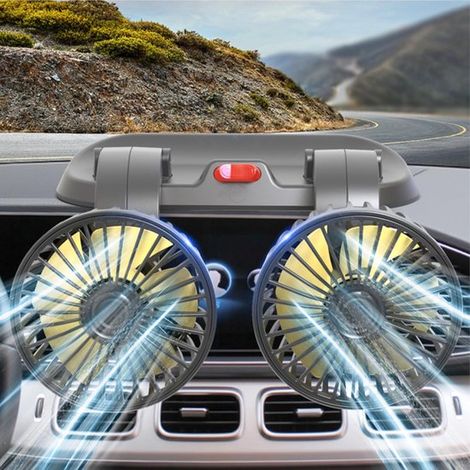 Ventilador para coche，12 V，giratorio 360 grados，con 2 velocidades，encendedor de cigarrillos，22 × 11 × 16 cm