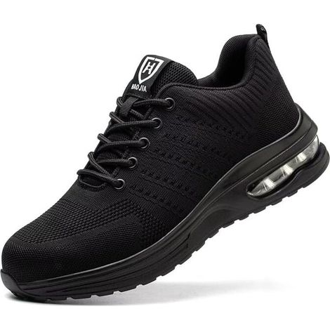Ulisem Herren-Sneaker mit leichter Stahlkappe, rutschfest, mit Luftpolster, atmungsaktiv, geruchshemmend, durchtrittsicher, Sicherheitsschuhe, Größe 44