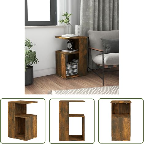The Living Store Beistelltisch Räuchereiche 36x30x56 cm Holzwerkstoff - Beistelltisch - Wohnzimmermöbel - Sidetable - Holzwerkstoff - Rauchereiche (1/5)