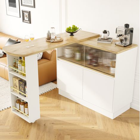 Mueble de cocina giratorio con almacenaje, 90 x 45 x 100 cm, MDF blanco HAVRYA
