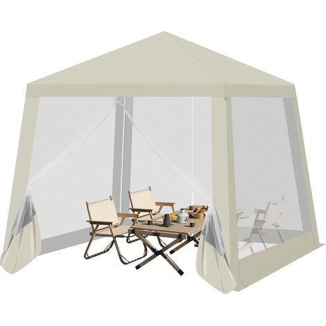 WOLTU Gazebo da Esterni, con Pareti Laterali a Zanzariera, 3x3m, Beige (1/5)