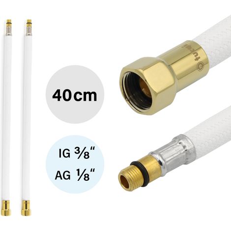 2x Flexschlauch DN8 IG 3/8"-M10x1 400mm Weiss & Gold (1/5)