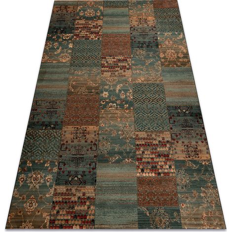 Tappeto di lana KASHQAI 4327 400 Patchwork verde green 200x250 cm