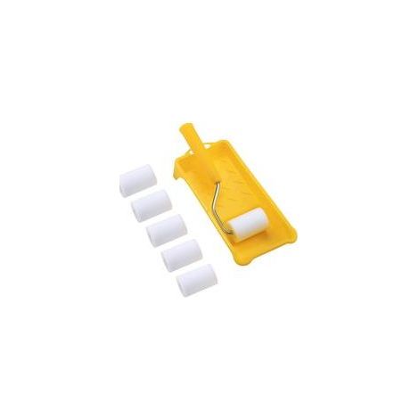 Mini Rouleau de Peinture Mousse 6x5cm, Kit avec Cadre et Bac, Idéal pour Petits Travaux et Détails de Peinture (1/5)