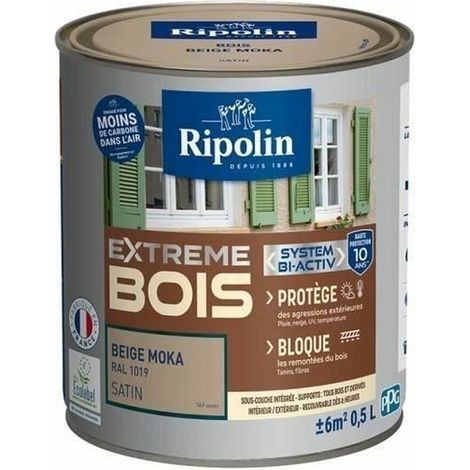 RIPOLIN Holzfarbe Satin Hochschutz 10 Jahre, die Ihr Holz schützt und verschönert - Beige Mokka (1/2)