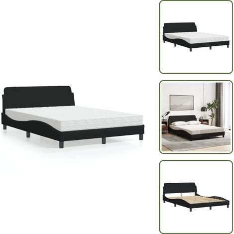 The Living Store Bett mit Matratze Schwarz 120x200 cm Stoff - Schlafzimmermöbel - Doppelbett - Boxspringbetten - Lattenrost - Matratzen (1/5)