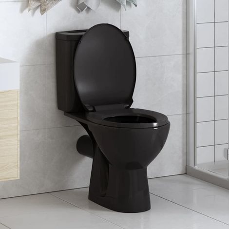 Lunette de WC à fermeture douce avec fixation rapide, noir (1/5)