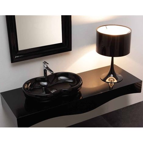 Lavabo Time appoggio 65x42 in ceramica bianco lucido di Ceramica