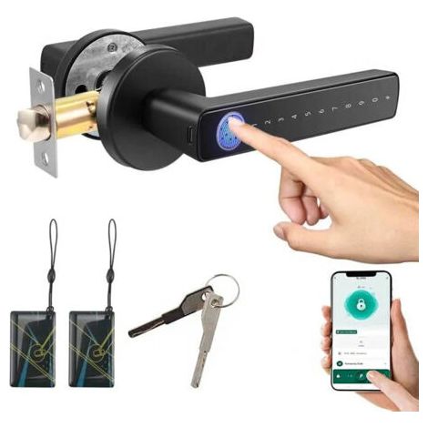 FENOPLASTICASerrure Connectée - serrure biométrique 6 en 1, serrure intelligente pour portes d'une épaisseur de 30 à 55 mm