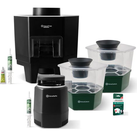 HEXATRAP BY FAVEX – Pack Protection Totale CO2 – Pièges anti‑moustiques intérieur & extérieur – Action cycle de vie – Attraction CO2 longue distance –Gel attractif inclus 4 mois - Sans insecticide (1/5)