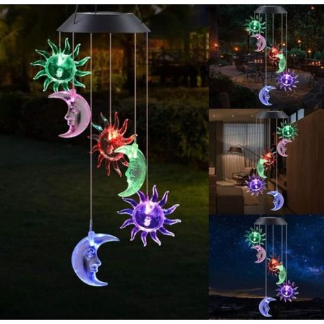 Carillon Éolien Solaire - Lumière Oiseau À Cloche - Étanche - Mobile - Décoratif - 1 Pièce (1/4)