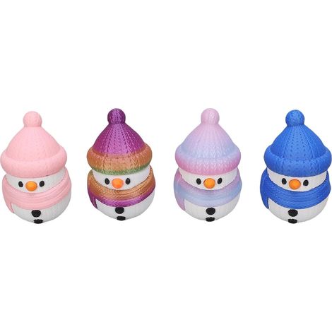 Ensemble d'ornements de Bonhomme de Neige Imprimés en 3D – 4 Figurines de Bonhomme de Neige Festives Modernes, Décoration de Vacances en PLA de 2,76 Pouces pour étagère de Bureau, (1/5)