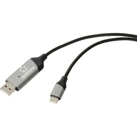 Renkforce Data Link Kabel USB 2.0 USB-C® Stecker, USB-A Stecker 2.00 m Schwarz RF-7116126 (1/4)