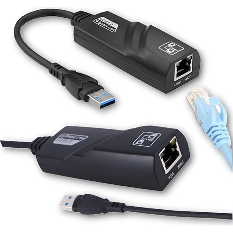 Carte réseau USB 3.0 avec entrée Ethernet RJ45. Adaptateur hub Internet. (1/5)