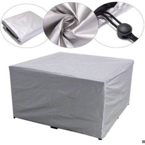 Housse protection mobilier jardin 115×115×70cm, tissu 210D Oxford imperméable coupe-vent anti-UV, couleur argent. (1/5)