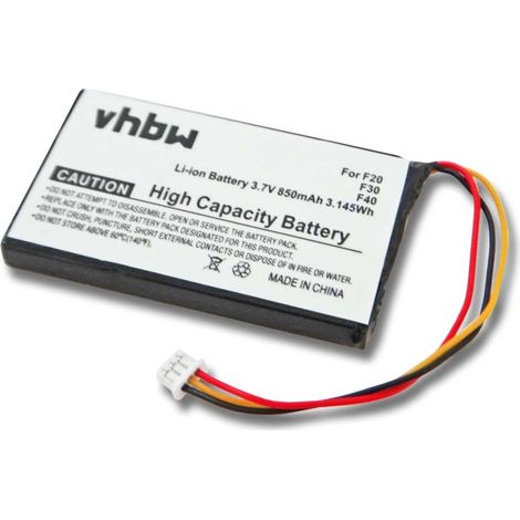 vhbw 1x batería compatible con Navman F20, F30, F20 euro, F40 euro, F40, F50 navegador, navi, GPS (850 mAh, 3,7 V, Li-Ion)