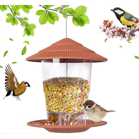 Mangeoire suspendue pour oiseaux, mangeoire lanterne pour oiseaux, station d'alimentation pour oiseaux, mangeoire avec toit pour jardin extérieur (1/5)
