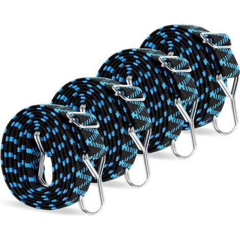 Corde élastique de 3 mètres avec crochets (lot de 4), sangles élastiques réglables pour bagages (1/5)