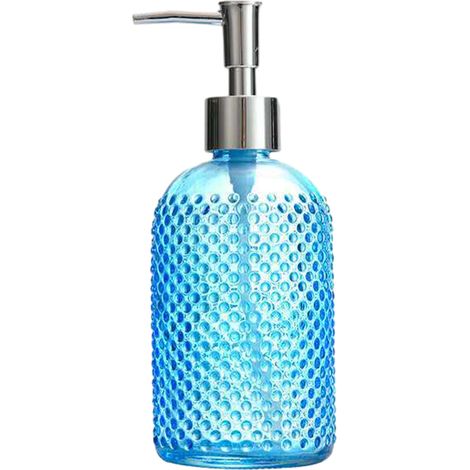 Distributeur De Savon - Verre Transparent Avec Motif Géométrique - Pompe En Acier Inoxydable 304 - 400 Ml - Pour Cuisine Salle De Bain Et Sanitiseur (1/5)