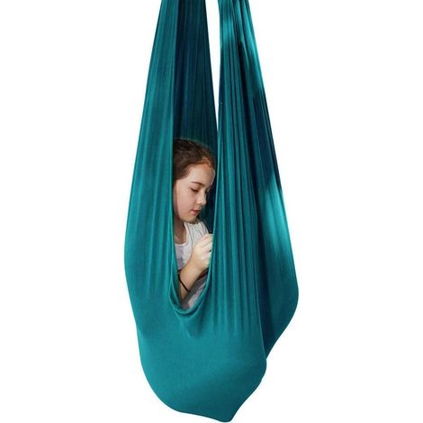 QAZQA Balançoire sensorielle pour adultes - Hamac réglable pour intérieur et extérieur - Pour enfants - Avec Aspergers idéaux pour l'autisme et le TDAH -vert foncé- Dimensions : 100 x 280 cm (1/3)