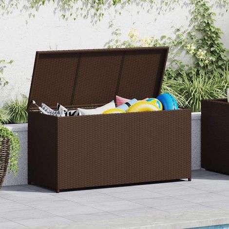 Boîte de rangement de jardin marron 120x50x60 cm résine tressée (1/5)