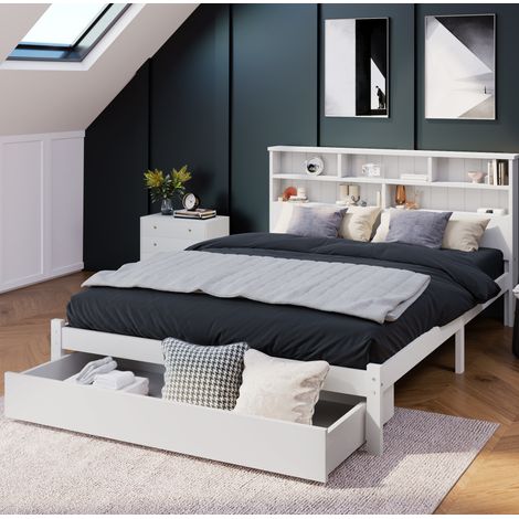 Letto matrimoniale struttura letto cassetti bianco OKMYHOME