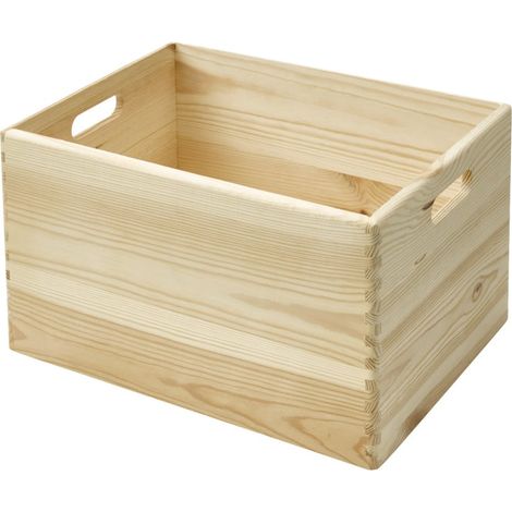 Stapelbox Holz L 30x40x23 cm Holzkiste Holzbox Kiste Box Kiefer massiv