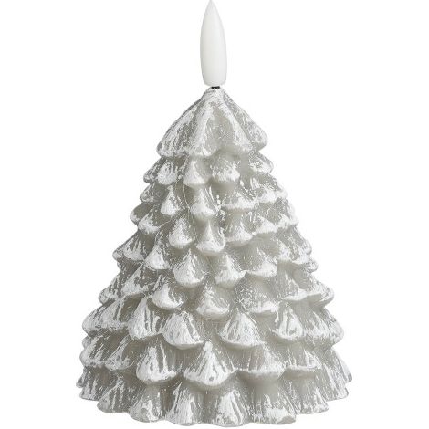 Mica Kerze LED Weihnachtsbaum 12 x Ø 8,5 cm grau batteriebetrieben Timer