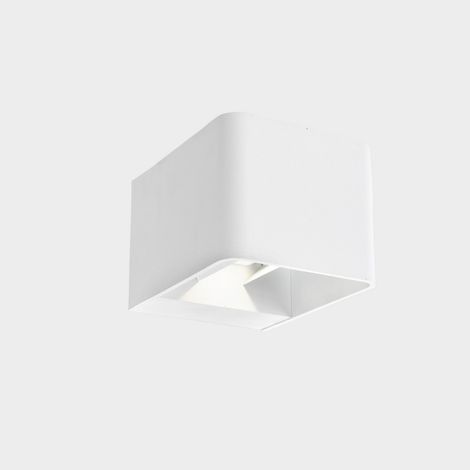 LEDS C4 Wilson Applique murale carrée d'extérieur, éclairage haut et bas, LED blanche mate 10,2 W 2700 K IP65, interrupteur marche/arrêt