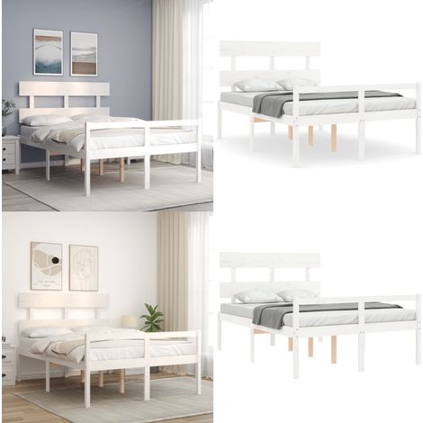 Lit pour personne âgée sans matelas blanc 120x200cm bois massif - Lit Senior - Lit Pour Personne Agée - Lit Haut - Lit Bois - Lit Design - Home & Living (1/5)