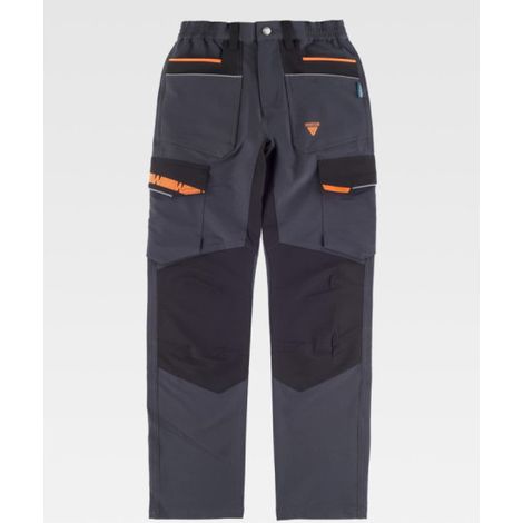 Pantalón elástico combinado WORKTEAM WF3050 S Gris oscuro / Naranja