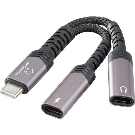 USB-C®, audio Câble adaptateur [1x USB-C® mâle - 2x USB-C® femelle, USB-C® femelle (Power (1/4)