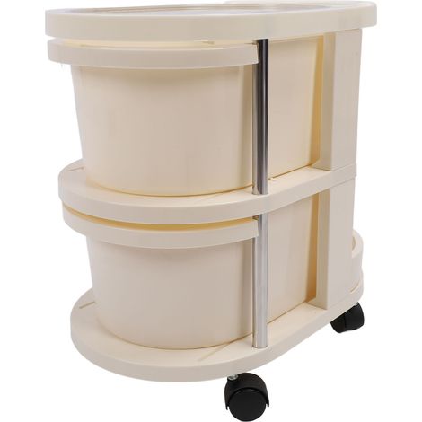 Chariot de rangement utilitaire, meuble de rangement mobile avec tiroir, étagère à plusieurs niveaux pour ranger les collations et les cosmétiques, idéal pour le salon et la salle de bain (blanc). (1/5)