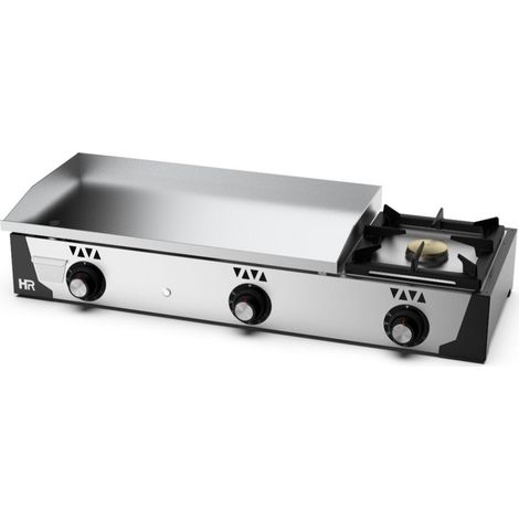 Plancha gaz 15 mm - Revêtement chrome + réchaud - L 1130mm - HR Fainca