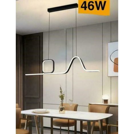 TrAdE Shop Traesio - Lampadario Led A Sospensione Soffitto 46 Watt Moderno Nero Luce 6500k 4000k B57 - -Bianco Naturale -