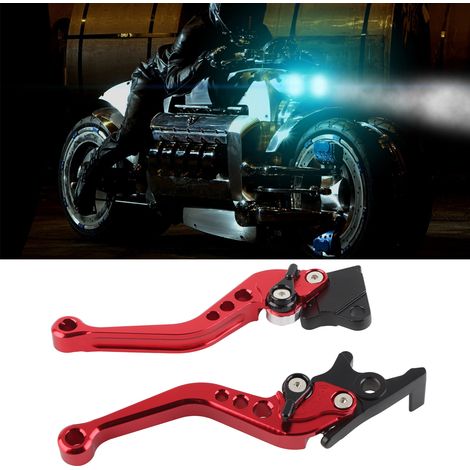 Paire de leviers embrayage et frein à tambour moto en aluminium CNC rouge (1/5)