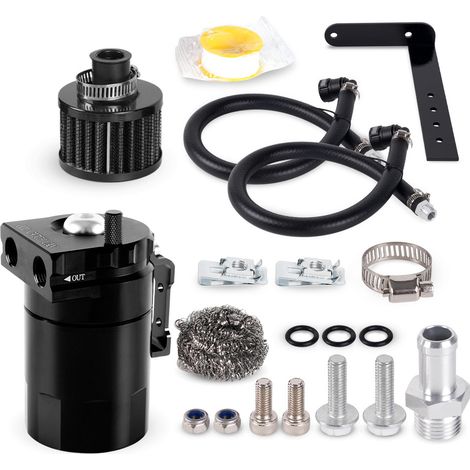 Bac de vidange d'huile automobile de 300 ml avec filtre à air et boule de laine d'acier accessoires complets pour séparateur huile-gaz moteur (1/5)