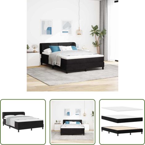 vidaXL Matratze - Boxspringbett mit Matratze Schwarz 160 x 200 cm Samt (1/5)