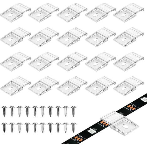 20 clips de fixation transparents pour ruban LED, supports adaptés aux bandes lumineuses auto de 10 mm de large, installation simple et sécurisée. (1/5)