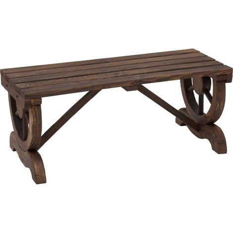 Wetterfeste Gartenbank aus Holz, 98 x 50 x 39,5 cm, Braun (1/5)