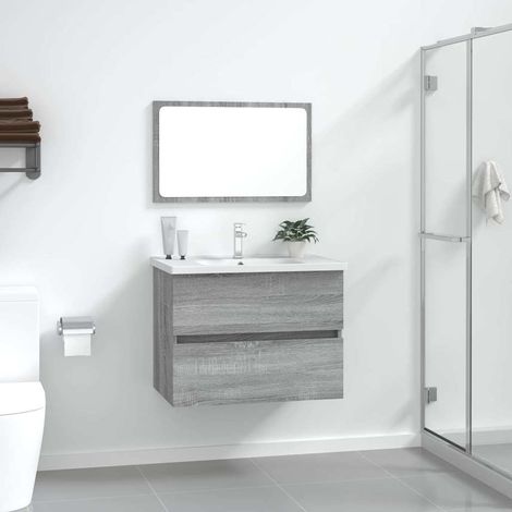 vidaXL 2 Piece Bathroom Furniture Set Grey Sonoma Engineered Wood (1/5)