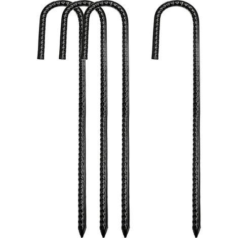 Estacas de refuerzo: Anclajes de acero robustos de 30 cm (12 pulgadas) de largo con punta biselada y rosca anclajes en J resistentes a la extracción para tiendas de campaña, vallas, camas elásticas y  (1/5)