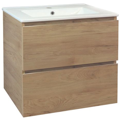 ONDEE ZEN - Meuble de salle de bain suspendu TRENDY - 2 Tiroirs - 60cm - bois - vasque