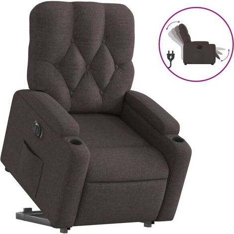 Fauteuil inclinable électrique en tissu marron foncé (1/5)